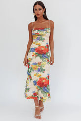 Days Ahead Mesh Overlay Maxi Dress Floral Pink